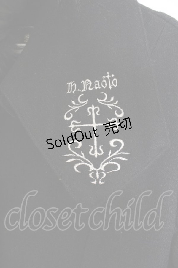 画像3: h.naoto Blood / 刺繍入りロングコート  ブラック O-26-01-13-013-HN-CO-OW-OS (3)