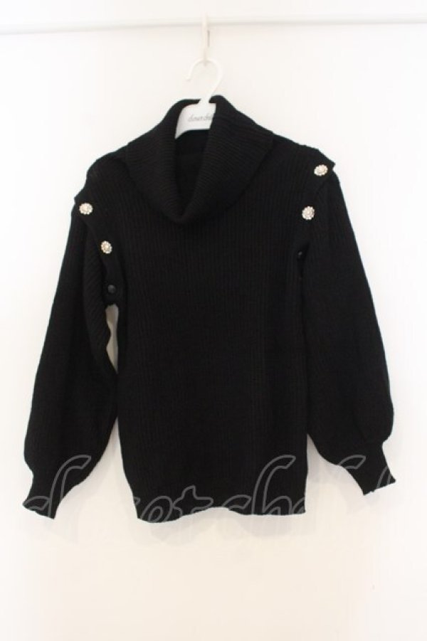 画像1: An MILLE / ショルダービジューボタンニット  クロ O-26-01-13-019-EL-TO-OW-OS (1)