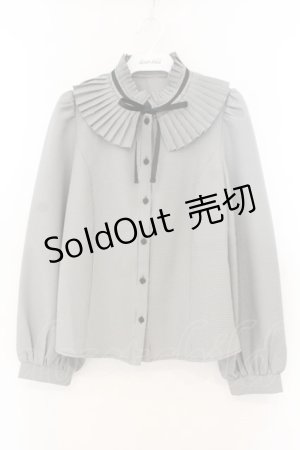 画像: An MILLE / プリーツフリルブラウス  クロ O-26-01-13-023-EL-BL-OW-OS