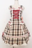 画像1: BABY,THE STARS SHINE BRIGHT / 裾スカラップタータンチェックジャンパースカート＆リボンコームセット  生成り×えんじ O-26-01-14-001-BA-OP-IG-OS (1)