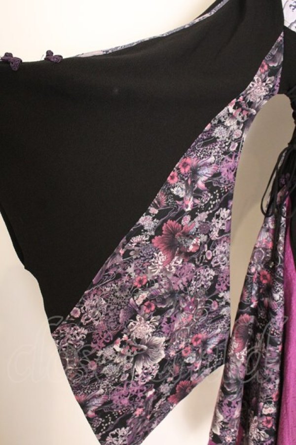 画像3: Qutie Frash / アシメ着物カーデ  パープル×ブラック O-26-01-14-035-QU-JA-IG-OS (3)