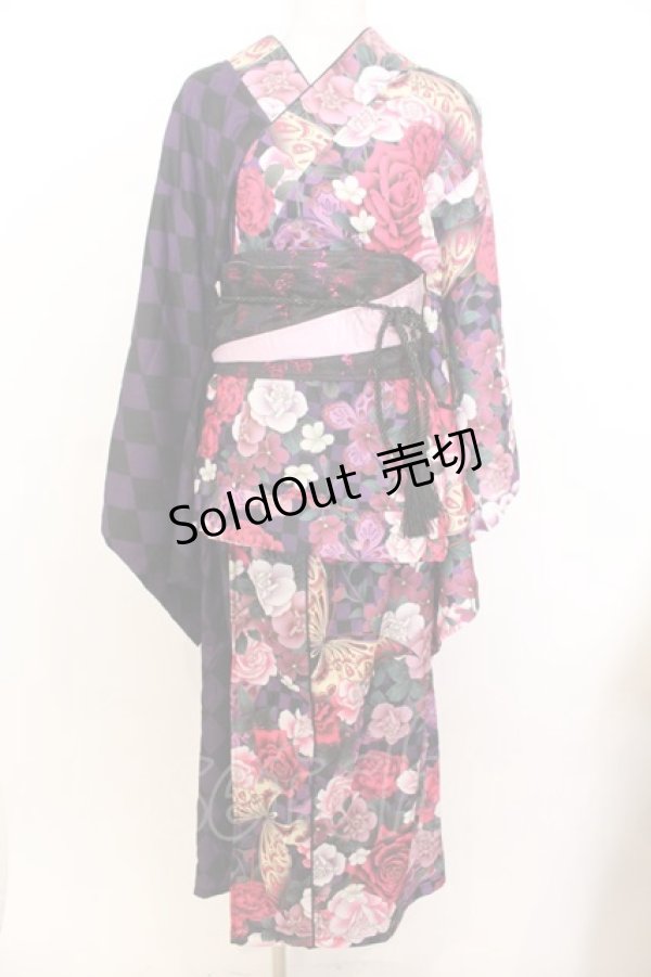 画像1: Qutie Frash / 2024 浴衣3点セット  パープル O-26-01-14-037-QU-OP-IG-OS (1)