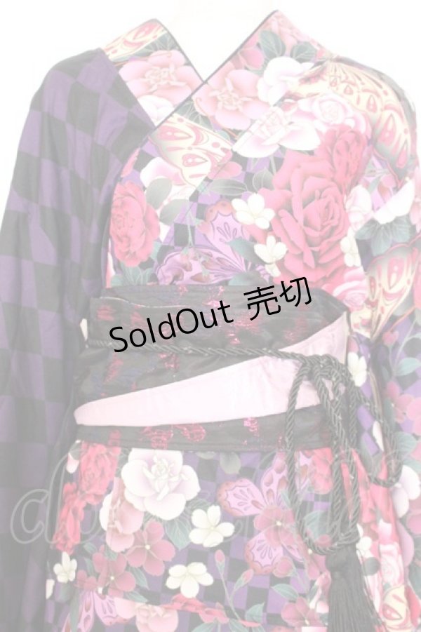 画像2: Qutie Frash / 2024 浴衣3点セット  パープル O-26-01-14-037-QU-OP-IG-OS (2)
