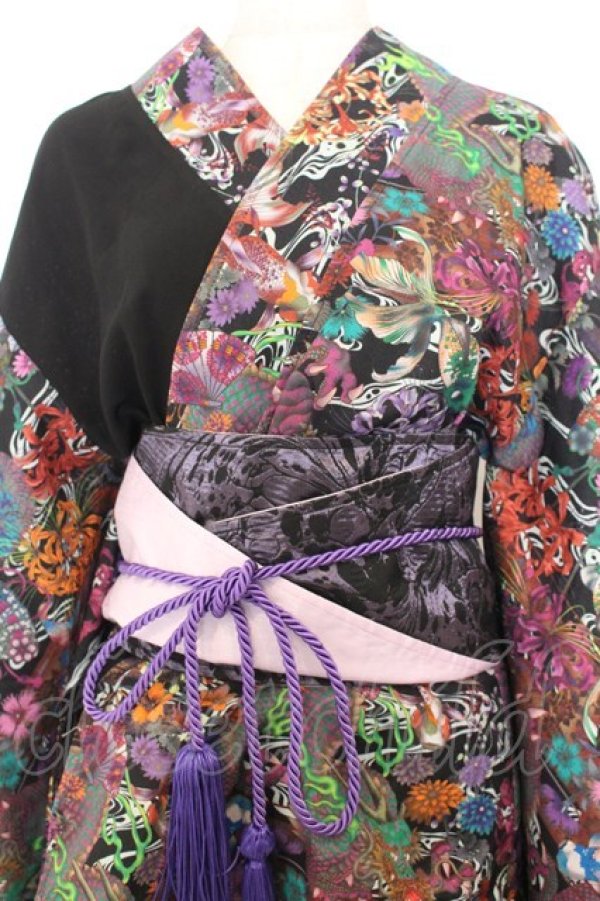 画像2: Qutie Frash / 2023浴衣3点SET  ブラック O-26-01-14-038-QU-OP-IG-OS (2)