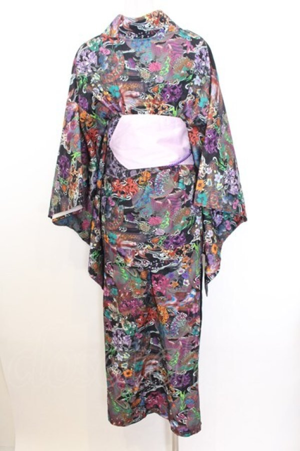 画像4: Qutie Frash / 2023浴衣3点SET  ブラック O-26-01-14-038-QU-OP-IG-OS (4)