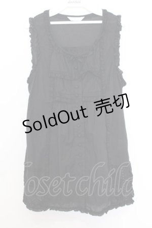 画像: PINK HOUSE / はしごレースフリルチュニック  クロ O-26-01-14-040-LO-BL-IG-OS