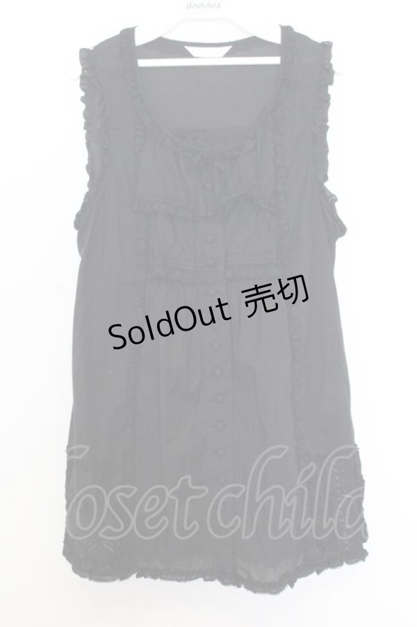 画像1: PINK HOUSE / はしごレースフリルチュニック  クロ O-26-01-14-040-LO-BL-IG-OS (1)