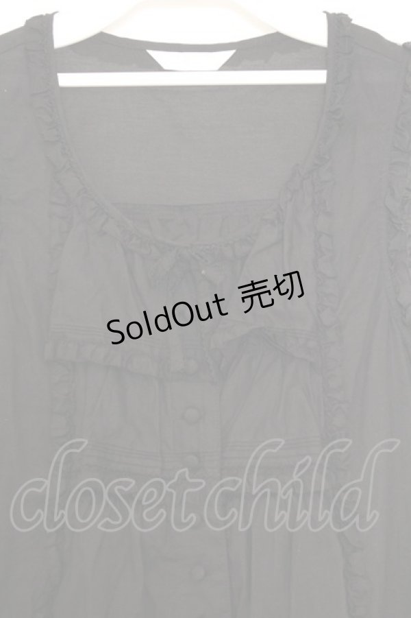 画像2: PINK HOUSE / はしごレースフリルチュニック  クロ O-26-01-14-040-LO-BL-IG-OS (2)