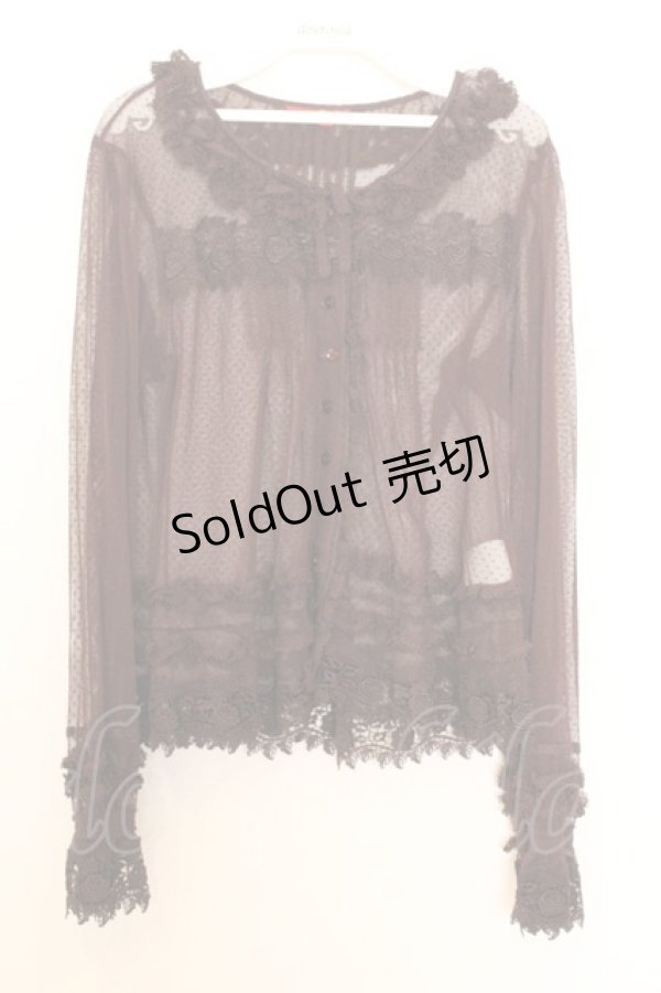 画像1: PINK HOUSE / ドットチュールローズレースブラウス  ブラウン O-26-01-14-041-LO-BL-IG-OS (1)