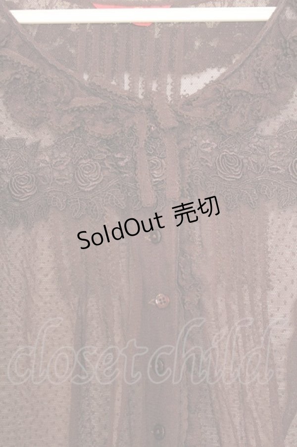 画像2: PINK HOUSE / ドットチュールローズレースブラウス  ブラウン O-26-01-14-041-LO-BL-IG-OS (2)