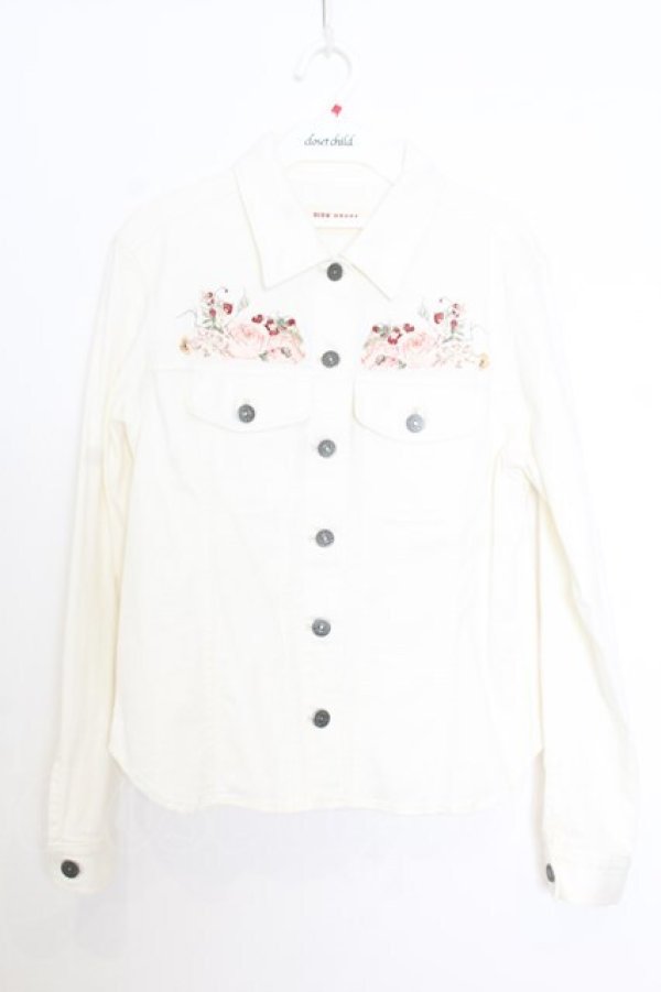 画像1: PINK HOUSE / デニム刺繍シャツブラウス  オフシロ O-26-01-14-044-LO-BL-IG-OS (1)