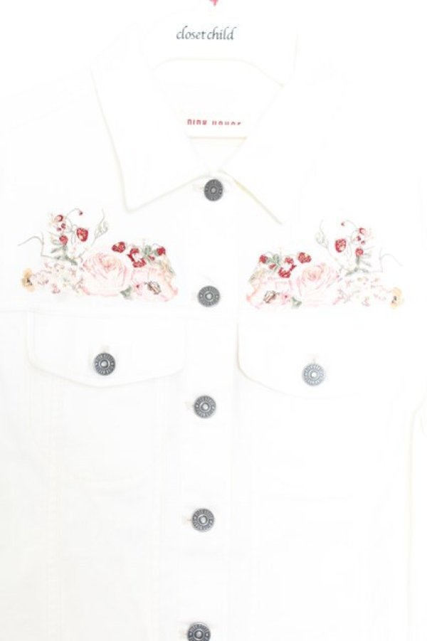 画像2: PINK HOUSE / デニム刺繍シャツブラウス  オフシロ O-26-01-14-044-LO-BL-IG-OS (2)