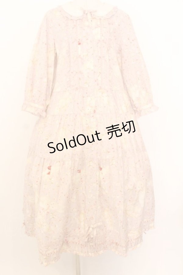画像1: PINK HOUSE / バラ園うさぎミディワンピース  ピンク O-26-01-14-004-LO-OP-IG-OS (1)