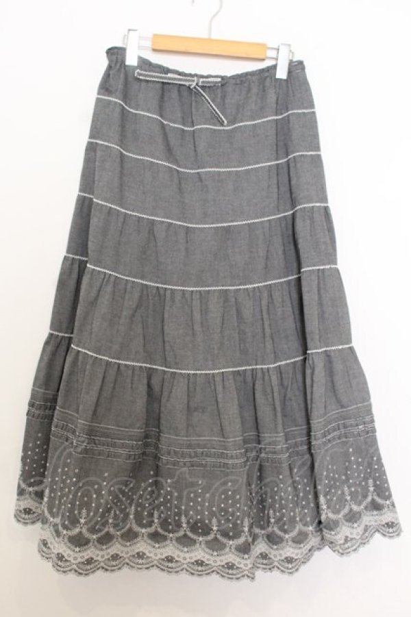 画像1: PINK HOUSE / 裾刺繍スカート  グレー O-26-01-14-046-LO-SK-IG-OS (1)
