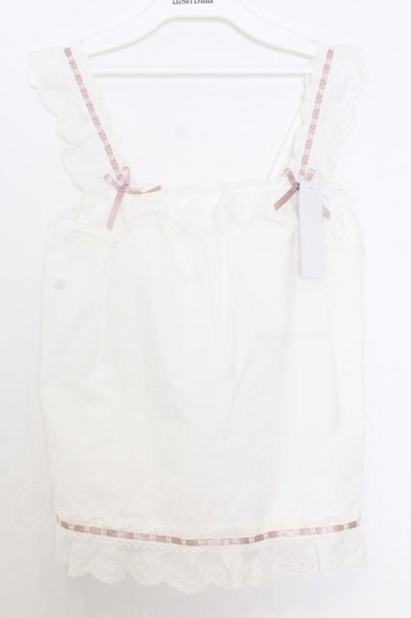 画像1: Kurumi Collaboration / CLK*メンキャミ フェアリーズブーケまどろみコットンキャミソール 150 オフシロ×ピンク O-26-01-14-008-0-TO-IG-OS (1)