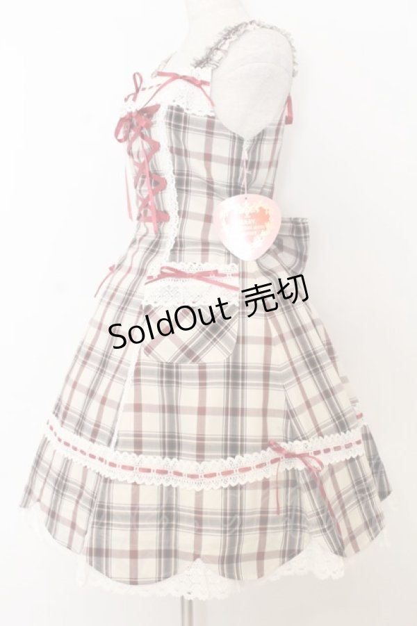 画像3: BABY,THE STARS SHINE BRIGHT / 裾スカラップタータンチェックジャンパースカート＆リボンコームセット  生成り×えんじ O-26-01-14-001-BA-OP-IG-OS (3)