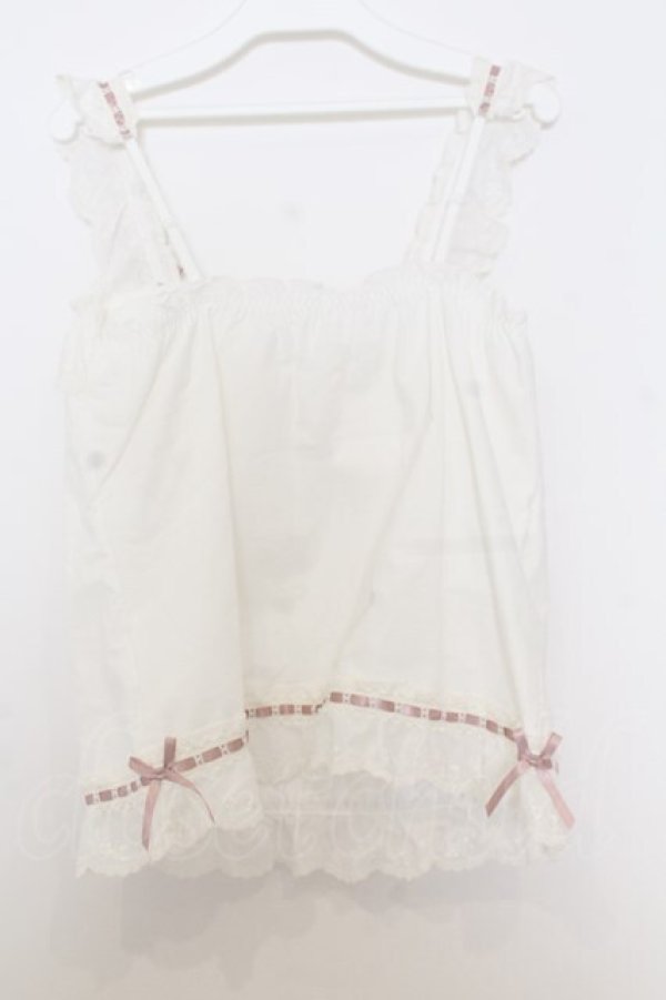 画像3: Kurumi Collaboration / CLK*メンキャミ フェアリーズブーケまどろみコットンキャミソール 150 オフシロ×ピンク O-26-01-14-008-0-TO-IG-OS (3)