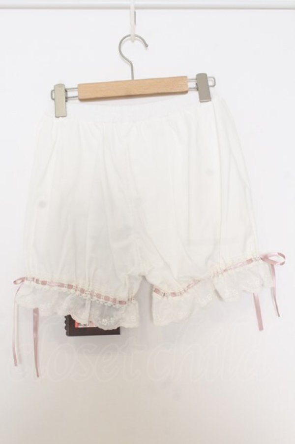 画像2: Kurumi Collaboration / CLK*メンドロワーズ フェアリーズブーケまどろみコットンドロワーズ S 3部丈 オフシロ×ピンク O-26-01-14-009-0-PA-IG-OS (2)