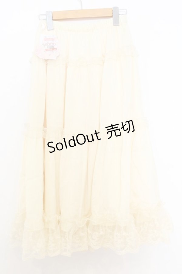 画像2: m petit by misako / サテンキリカエペチスカート S 生成り O-26-01-14-014-LO-SK-IG-OS (2)