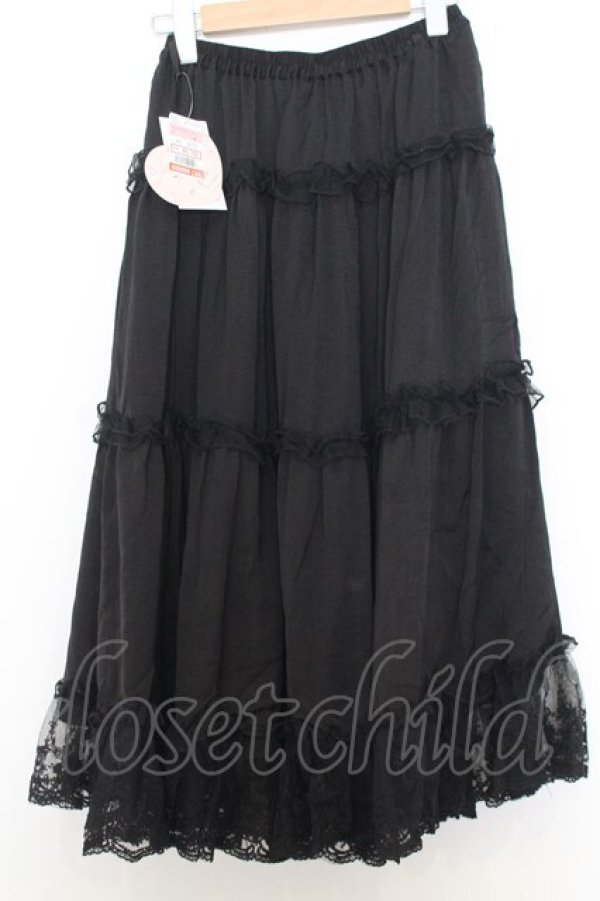 画像2: m petit by misako / サテンキリカエペチスカート  クロ O-26-01-14-015-LO-SK-IG-OS (2)