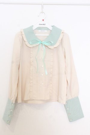 画像: CHIP CLIP / 五月アイ/Cheese Bear/AIピンタックブラウス S ミント×アイボリー O-26-01-14-017-0-BL-IG-OS