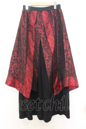 画像: Qutie Frash / ラップワイドパンツ  レッド×ブラック O-26-01-14-022-QU-PA-IG-OS