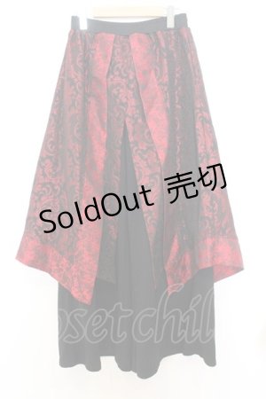 画像: Qutie Frash / ラップワイドパンツ  レッド×ブラック O-26-01-14-022-QU-PA-IG-OS