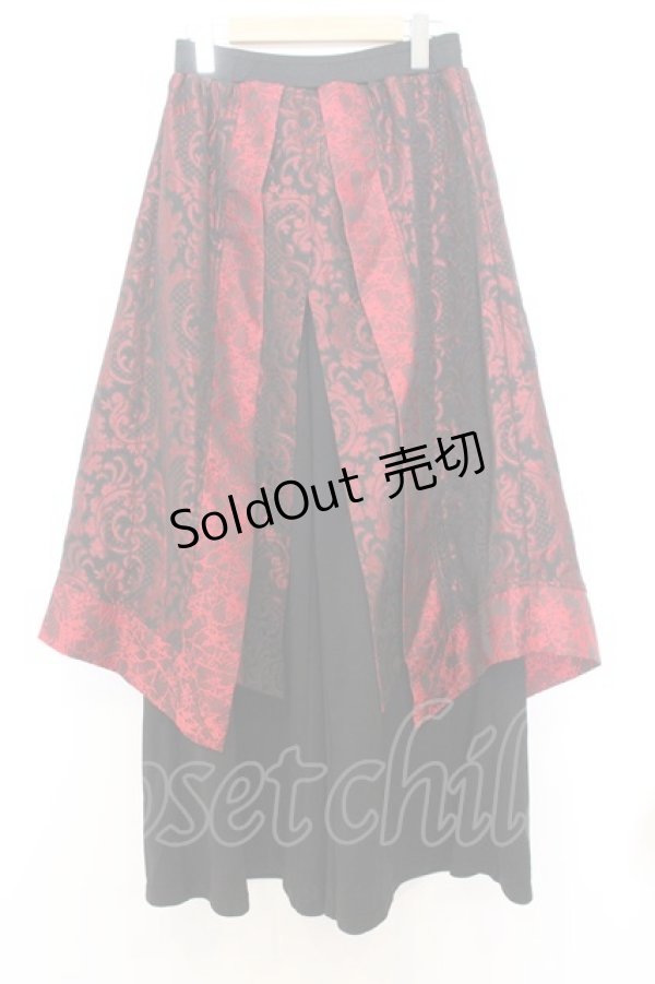 画像1: Qutie Frash / ラップワイドパンツ  レッド×ブラック O-26-01-14-022-QU-PA-IG-OS (1)
