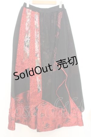 画像: Qutie Frash / ラップ付き和柄バギーパンツ  レッド×ブラック O-26-01-14-023-QU-PA-IG-OS