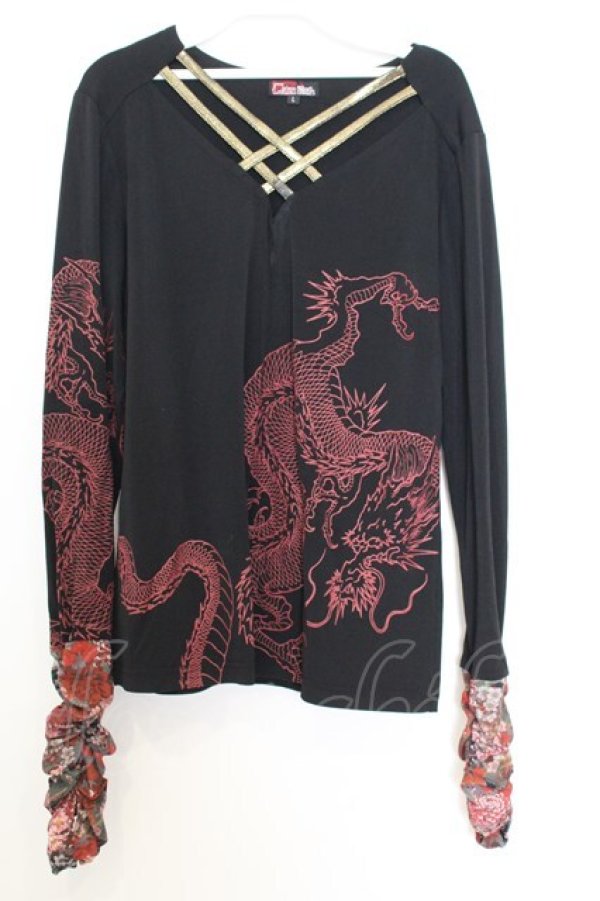 画像1: Qutie Frash / 和柄クロスインナーT  レッド×ブラック×ゴールド O-26-01-14-025-QU-TO-IG-OS (1)