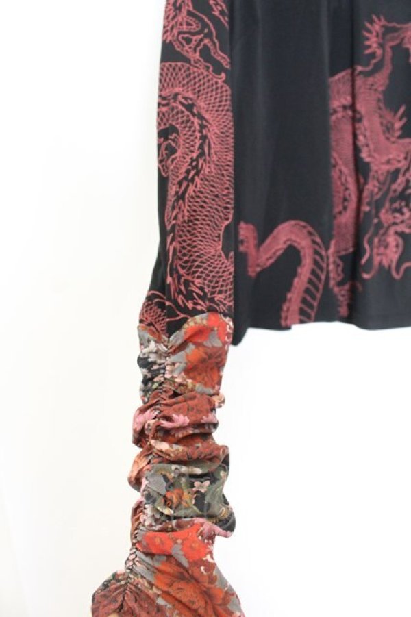 画像2: Qutie Frash / 和柄クロスインナーT  レッド×ブラック×ゴールド O-26-01-14-025-QU-TO-IG-OS (2)