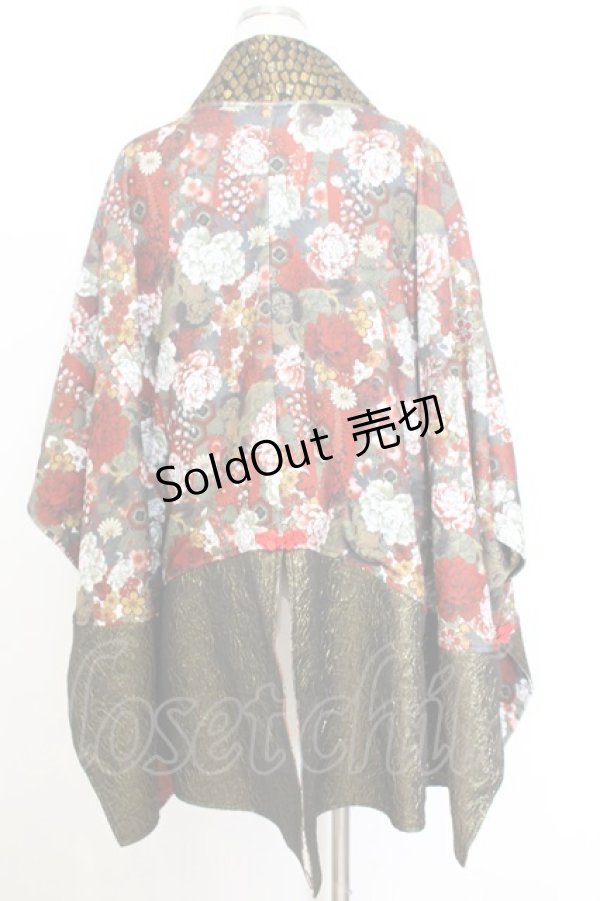 画像3: Qutie Frash / 和柄ポンチョ  レッド×ゴールド O-26-01-14-029-QU-JA-IG-OS (3)