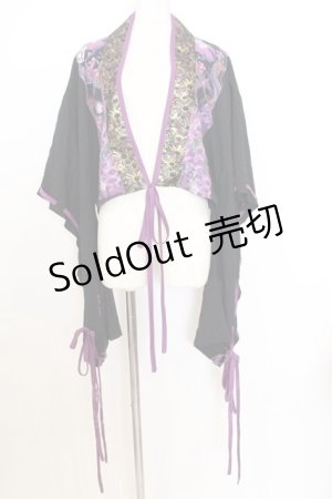 画像: Qutie Frash / 着物ショートカーデ  ブラック×パープル O-26-01-14-032-QU-TO-IG-OS