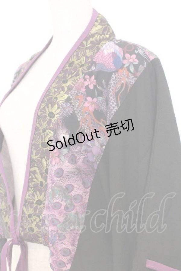 画像2: Qutie Frash / 着物ショートカーデ  ブラック×パープル O-26-01-14-032-QU-TO-IG-OS (2)