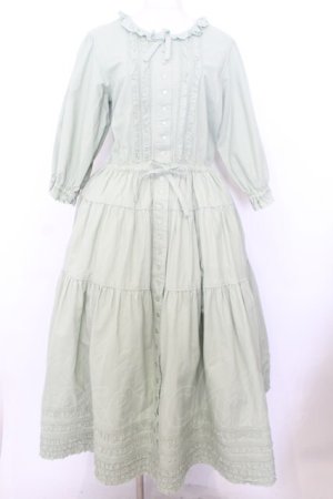 画像: PINK HOUSE / ピンタックローンフリルワンピース  グリーン O-26-01-15-001-LO-OP-OW-OS