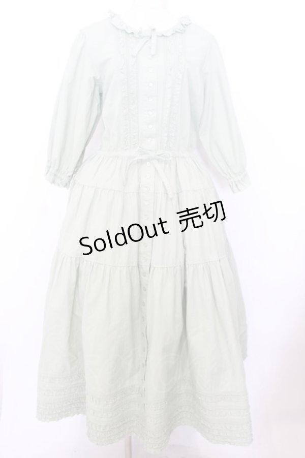 画像1: PINK HOUSE / ピンタックローンフリルワンピース  グリーン O-26-01-15-001-LO-OP-OW-OS (1)