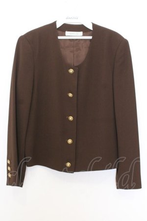 画像: KANEKO ISAO / パールボタンリボンジャケット  ブラウン O-26-01-15-032-EL-JA-IG-ZT0118N