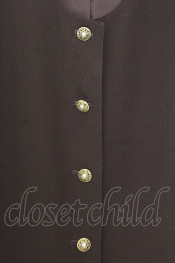 画像2: KANEKO ISAO / パールボタンリボンジャケット  ブラウン O-26-01-15-032-EL-JA-IG-OS (2)