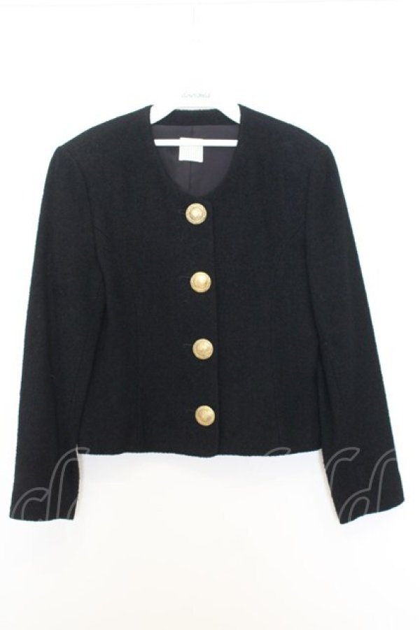 画像1: KANEKO ISAO / コインボタンツイードジャケット  クロ O-26-01-15-033-EL-JA-IG-OS (1)