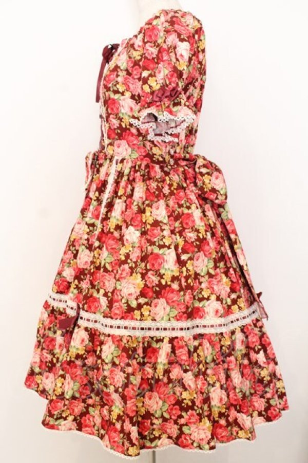 画像3: metamorphose / はしごレースリボン花柄半袖ワンピース 1 ボルドー系 O-26-01-15-003-ME-OP-OW-OS (3)