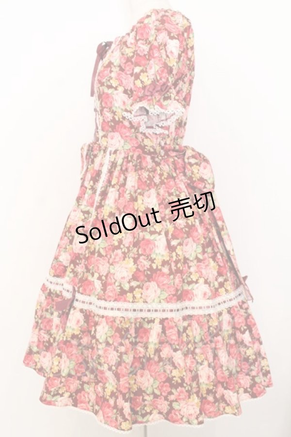 画像3: metamorphose / はしごレースリボン花柄半袖ワンピース 1 ボルドー系 O-26-01-15-003-ME-OP-OW-OS (3)