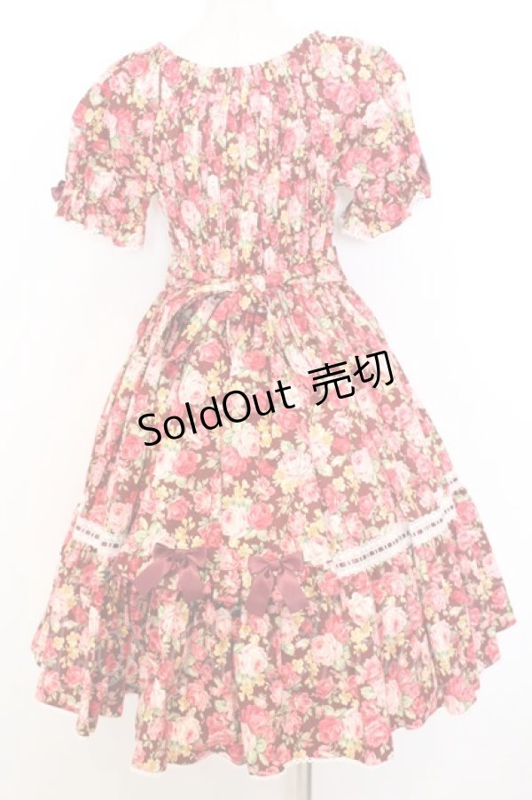 画像4: metamorphose / はしごレースリボン花柄半袖ワンピース 1 ボルドー系 O-26-01-15-003-ME-OP-OW-OS (4)