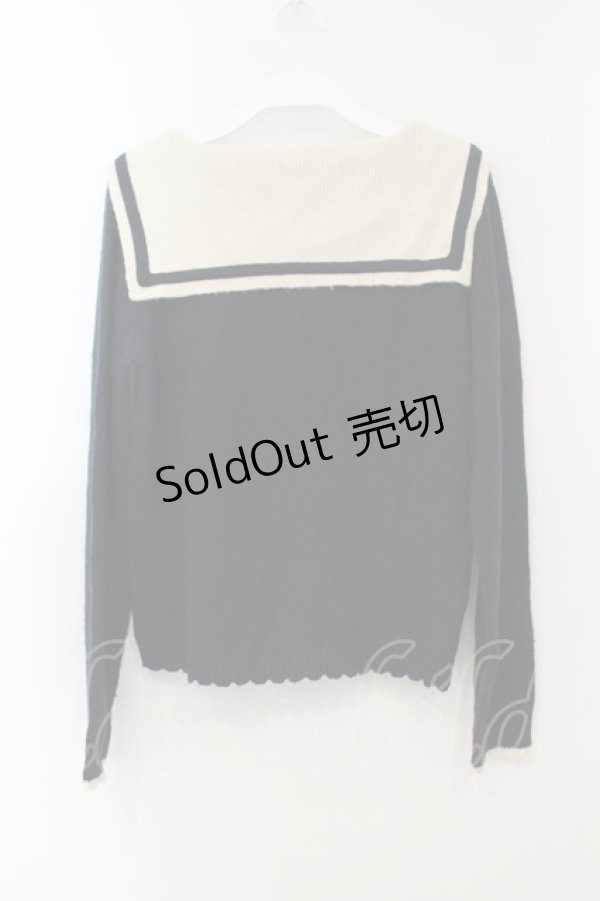 画像2: axes femme / セーラーニットプルオーバー M ネイビー O-26-01-15-044-AX-TO-YM-OS (2)