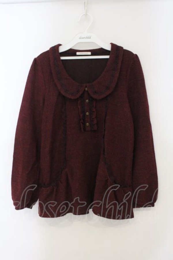 画像1: axes femme / ブラウス風ニットソー M レッド O-26-01-15-045-AX-TO-YM-OS (1)