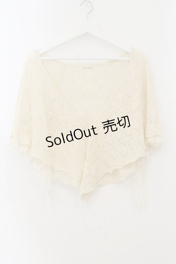 画像1: axes femme / レース重ねケープトッパーカーディガン M シロ O-26-01-15-047-AX-TO-YM-ZT272 (1)