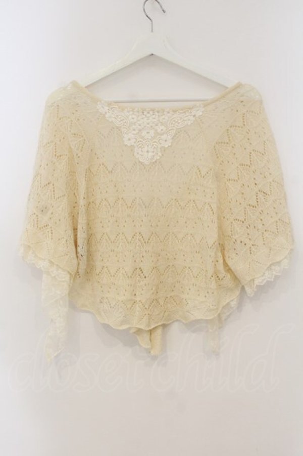 画像2: axes femme / レース重ねケープトッパーカーディガン M シロ O-26-01-15-047-AX-TO-YM-OS (2)