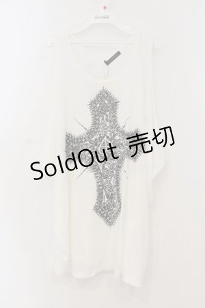 画像: ALGONQUINS / クロスプリントワイドタンクトップ F ホワイト O-26-01-15-049-AL-TO-YM-OS