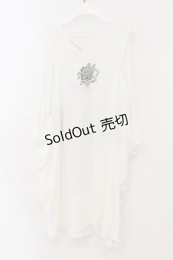 画像2: ALGONQUINS / クロスプリントワイドタンクトップ F ホワイト O-26-01-15-049-AL-TO-YM-OS (2)