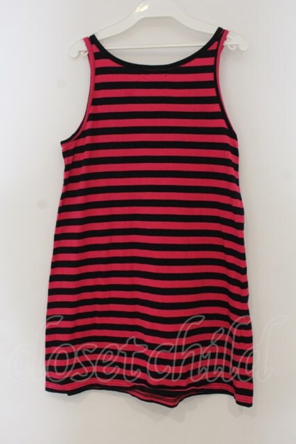 画像2: HELL CAT PUNKS / ボーダーロングタンクトップ M ピンクｘブラック O-26-01-15-050-PU-TO-YM-OS (2)