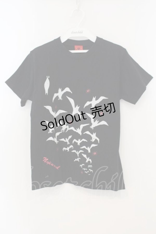 画像1: ALGONQUINS / コウモリプリントTシャツ  ブラック O-26-01-15-051-AL-TS-YM-OS (1)